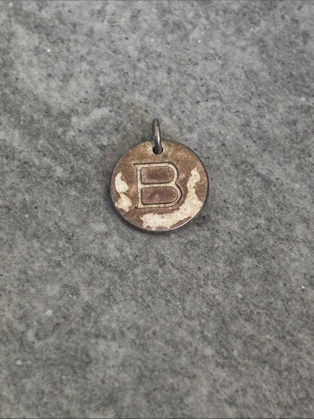 .925 Sterling Silver Round Circle Letter B Pendant Charm, Circular